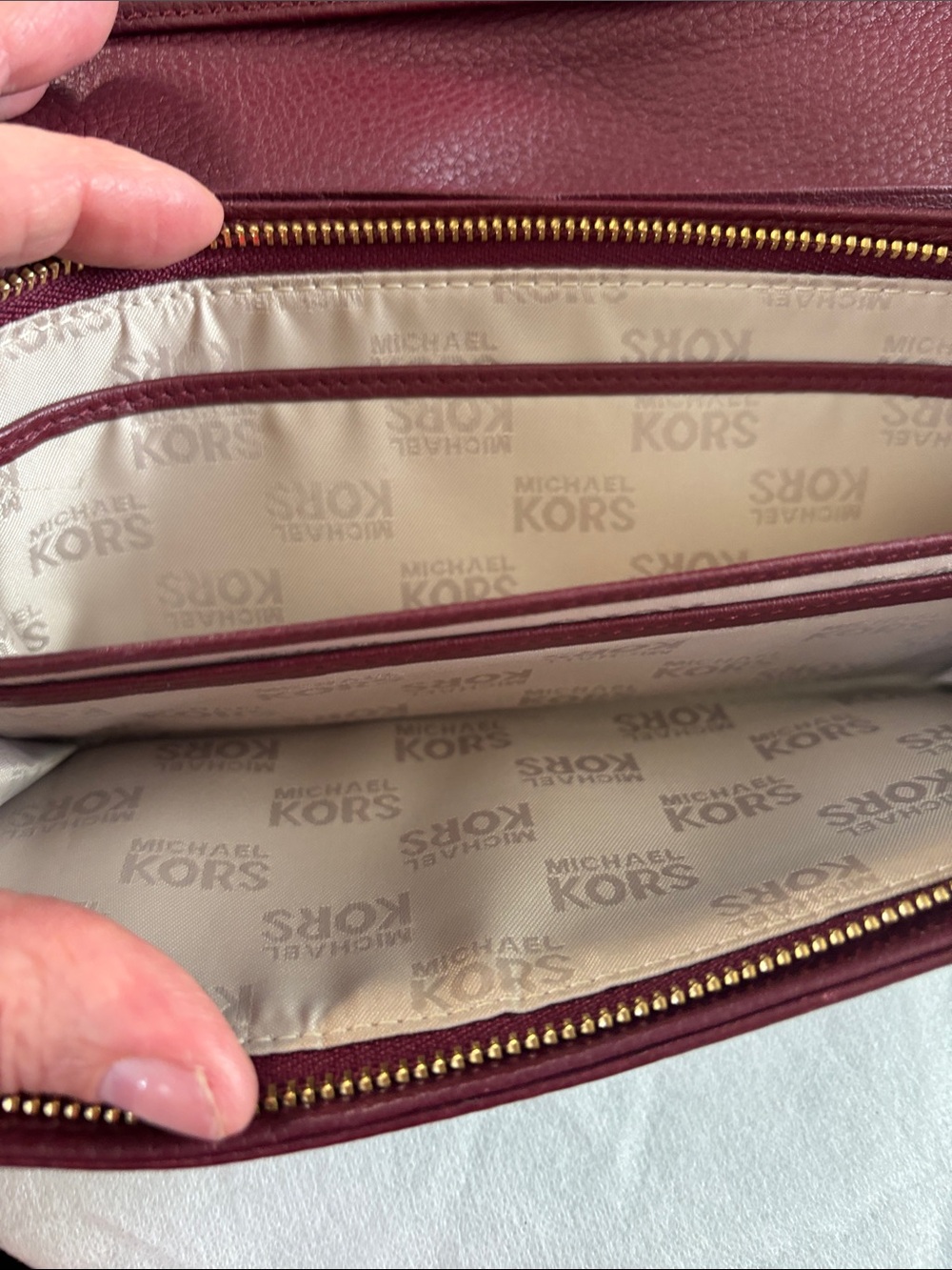 Michael Kors Burgundy Leather Wallet with Gold Plaque - Picture 13 of 15
